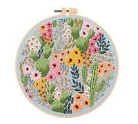 Glayent Juego de bordado de paisaje floral para principiantes, viene con hilos y agujas necesarios (C)