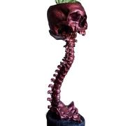 Glayent Juego de Macetero de Calavera de Resina y Soporte para Lomo, Maceta de Calaveras de Poliresina, DecoracióN de Halloween, Flor de Cabeza de Calavera Retro, Rojo