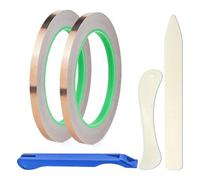 Glayent Lámina de cobre 7/32 para vidrio de plomo cobre lámina reactiva con conductividad en ambos lados, 32,8 yardas con herramienta de lámina