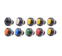 Glayent Mini Interruptor de 2, 10 Uds., 12Mm, 1A, Resistente Al Agua, PBS-33B, 12V, Interruptor de BotóN MomentáNeo, Reinicio, PBS-33B Sin Bloqueo