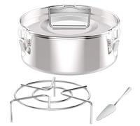 Glayent Molde para Flaneras, Molde para Flan de Acero Inoxidable con Tapa - para Olla de 6 Cuartos (Disponible 3QT, 8QT) - con Rejilla