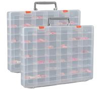 Glayent Paquete de 2 Cajas Organizadoras Grandes de Plástico Transparente de 48 Rejillas con Divisores Ajustables, Organizadores de Cuentas para Almacenamiento de Joyas