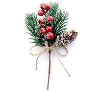 Glayent Tallos de Bayas Rojas Ramas de Pino de Hoja Perenne DecoracióN de Bayas de Navidad 8 Piezas de Conos de Pino Artificial Rama Guirnalda SeleccióN