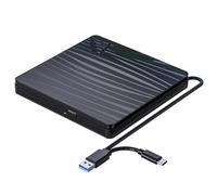 Glayent Unidad de CD/DVD Externa para Computadora PortáTil, USB 3.0 y Tipo C, Grabadora de CD DVD +/-RW PortáTil, Lector de Unidad óPtica, Grabadora, Reproductor de DVD
