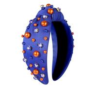 GLBCC Diadema anudada con perlas para mujer, para el día del partido, con perlas y diamantes de imitación, banda para el pelo de espíritu de equipo, fútbol, deportes, moda, diadema ancha para el día