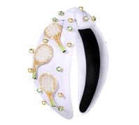 GLBCC Diadema anudada para el día del juego, tenis, voleibol, con cuentas, perlas y diamantes de imitación, diadema ancha para la cabeza, accesorios para el día del juego