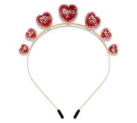 GLBCC Diadema de corazón de San Valentín con diamantes de imitación XOXO para conversación, corona de corazón, aro de pelo Taira, diadema de disfraz de Cupido para el día de San Valentín (aro de pelo