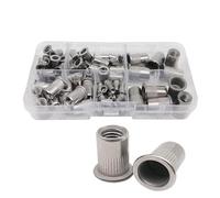 GLBMLMTHZP 1 caja de 100/150/300 piezas M3 M4 M5 M6 M8 M10 304, acero inoxidable, al carbono, aluminio, tuercas remachables cabeza plana, juego surtido Tuercas cuadradas(100PCS Stainless)