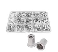 GLBMLMTHZP 1 caja de 100/150/300 piezas M3 M4 M5 M6 M8 M10 304, acero inoxidable, al carbono, aluminio, tuercas remachables cabeza plana, juego surtido Tuercas cuadradas(150PCS Aluminum)