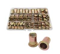 GLBMLMTHZP 1 caja de 100/150/300 piezas M3 M4 M5 M6 M8 M10 304, acero inoxidable, al carbono, aluminio, tuercas remachables cabeza plana, juego surtido Tuercas cuadradas(150PCS Carbon steel)