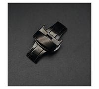 GLBMLMTHZP 12 mm 14 mm 16 mm 18 mm 20 mm Hebilla de mariposa de alta calidad Doble Prensa Exquisito Accesorios de cinturón de acero inoxidable Accesorios unisex Hebilla de mesa(Black 16mm)