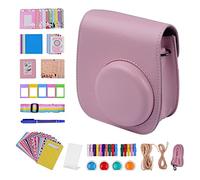 GLBMLMTHZP Bolsa de Bolsa de cámara instantánea portátil PU Cinturón de Cuero Correa de Hombro Ajuste for Fujifilm Ajuste for Fuji Mini 11 Bolso de la cámara(Pink Set)
