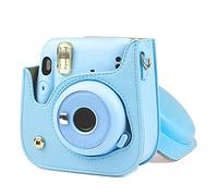 GLBMLMTHZP Bolsa de Fotos instantánea PU Bolso de la Caja de Cuero for la cámara de la Correa del Hombro Photo Bag Fit for Fujifilm Instax Mini 11 Bolso de la cámara(BLU)