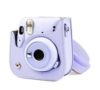 GLBMLMTHZP Bolsa de Fotos instantánea PU Bolso de la Caja de Cuero for la cámara de la Correa del Hombro Photo Bag Fit for Fujifilm Instax Mini 11 Bolso de la cámara(Morado)