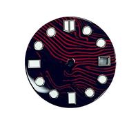 GLBMLMTHZP Esfera de reloj NH35 / MH36 Accesorios literales modificados 28.5mm Movimiento automático único, ensamblaje luminoso esmalte rojo Esfera del reloj