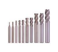 GLBMLMTHZP Fresa de 4 flautas, juego de 10 piezas, 2-12 mm, for máquinas CNC, fresas, brocas de enrutador, cortador de metal, brocas de aluminio. Juego de fresas