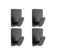 GLBMLMTHZP Ganchos for ropa de baño 4 o 2 piezas, ganchos adhesivos pared, toalleros acero inoxidable, herrajes for y cocina, multiusos Gancho para baño(BLACK 4Pcs)