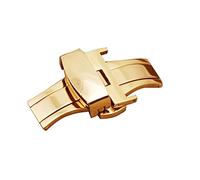 GLBMLMTHZP Haga doble clic en el botón de correa de acero inoxidable 10 12 14 16 18 20 22 Accesorios automáticos de alta calidad de 24 mm Hebilla de despliegue de mariposa Hebilla de mesa(16mm Gold)