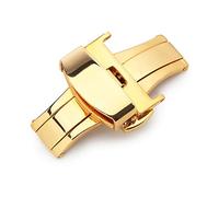 GLBMLMTHZP Moda doble prensa mariposa hebilla reloj botón accesorio10 12 14 16 18 20 22 24mm reloj de acero inoxidable reloj de acero inoxidable Hebilla de mesa(16mm Gold)