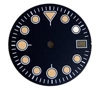 GLBMLMTHZP Reloj Partes 28.5mm Ver Dial Negro Marcas verdes Luminosas Fecha Ventana Ventana Dial Fit Japón NH35 / NH36 Movimiento automático Esfera del reloj