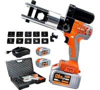 GLBMXDD Alicates hidráulicos de 60kN,alicates de crimpado hidráulicos eléctricos de 18V/4,0Ah,con 11 Pares de Matrices y 2 baterías Recargables, rotación de 360° para terminales de Cobre y Aluminio