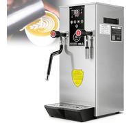 GLBMXDD Máquina espumadora de Leche Comercial de 2500 W, generador automático de Espuma de Leche a Vapor de 12 L con válvula de Agua giratoria de 360°, Pantalla LED y Temporizador de 12 Horas Silver