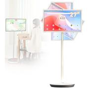 GLBMXDD Televisor portátil con Pantalla táctil, Tableta táctil giratoria y Ajustable en Altura, con Ruedas y cámara de 13 MP, Ideal para Cine en casa y presentaciones en la Oficina 27inch4+64G