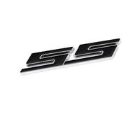GLBPVPMTMB Pegatina 3D de metal rojo y negro con logotipo SS for rejilla delantera, emblema for maletero trasero de coche, accesorios de etiqueta deportiva SS Pegatina para coche(Sticker Black Silver)