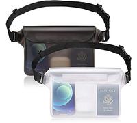 GLBSUNION IPX8 bolsa impermeable con correa de cintura ajustable, bolsa seca táctil con cinturón ajustable para teléfono objetos de valor para playa, natación, esnórquel, barco, pesca, kayak (2 unidades)