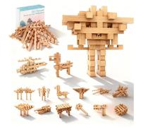 GLCforever Bloques de Construcción de Madera Educativa - 15&20+ Formas, Puzzle 3D Niños, Maquetas para Construir Adultos, Montessori Juguetes Niños 5+ Años Adolescentes (15 en 1)