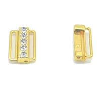 GLDFW - 2 piezas de cierre de cinta rectangular de oro plateado con cierre de gancho con diamantes de imitación para brasier, extensores de cintura, ropa de costura, gancho de clip, 021 15 mm