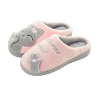 GLDFW - Pantuflas de algodón cálidas para invierno, para hombre y mujer, estilo familiar, diseño de gato, Pink, 41 EU