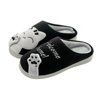 GLDFW - Pantuflas de algodón cálidas para invierno, para hombre y mujer, estilo familiar, diseño de gato, Black, 38.5 EU