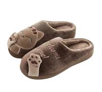GLDFW - Pantuflas de algodón cálidas para invierno, para hombre y mujer, estilo familiar, diseño de gato, café, 37.5 EU