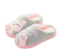 GLDFW - Pantuflas de algodón cálidas para invierno, para hombre y mujer, estilo familiar, diseño de gato, Gray, 38.5 EU