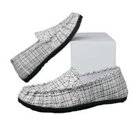 GLDFW - Zapatos de lona a cuadros para hombre, talla 38-46, de tela plana, ligeros y modernos, para primavera, verano, otoño, blanco 1, 42 1/3 EU