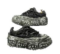 GLDFW - Zapatos deportivos para hombre, primavera y verano, a la moda, retro, a la moda, informales, parte inferior gruesa, para elevar la altura, Black, 41 1/3 EU