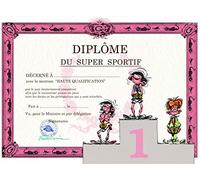 GLDP-7027 Gaston Lagaffe - Tarjeta doble con sobres Diploma de Super Deportivo - Podio Competición Deporte Medalla Deportiva