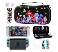 GLDRAM Magical Mushroom - Funda de transporte para Nintendo Switch, bolsa de almacenamiento de viaje duradera con cubierta protectora brillante, protector de pantalla HD Utral, correa para el hombro y
