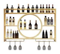 GLDWEY 100-140cm Estante de Vino montado en la Pared con Colgador de Vasos, Paquete de Pared para Copas de Vino para Comedor, hogar, Bar, Cocina