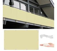 GLDYTVF Balcón de 0,75 m x 5 m con Ojales y Bridas para Cables. Resistente al Viento, Anti-miradas indiscretas y Anti-UV. Ideal para Patio, Piscina, Porche y Valla. Color Amarillo Claro.