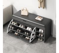 GLDYTVF Banco Zapatero de 3 Niveles con Caja Superior elevable y cajón abatible, Color Gris Oscuro, Ideal para recibidor, 80x30x50cm. Elegante Estante para Calzado y solución de Asiento.