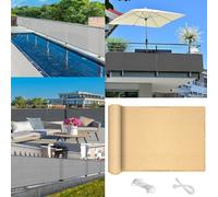 GLDYTVF Barandilla de balcón Anti-miradas, Resistente a los Rayos UV, 55x480 cm, Color Amarillo Arena, Pantalla Protectora para terraza y Patio con Bridas para Cables.