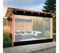 GLDYTVF Cortina Impermeable Transparente para pérgola - Lona Exterior Resistente a desgarros con Ojales, Ideal para cenadores y terrazas con Estructura de Madera de 4,4 x 2,5 m, protección contra el