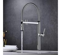 GLDYTVF Grifo de Cocina Giratorio de 360° con rociador extraíble, Mezclador de una Sola manija, Acabado Gris Moderno y Cromado, Manguera de Silicona Flexible para un fácil Acceso al Agua p