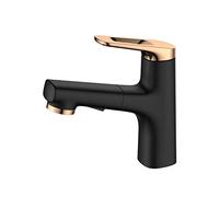 GLDYTVF Grifo extraíble para baño, Mezclador de Lavabo de latón Negro con Dos Modos de rociado, Ideal para Lavar el Cabello, diseño de una Sola manija, Grifo de Lavabo Moderno para un Uso