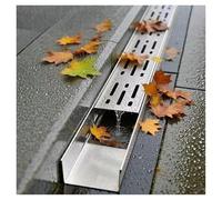 GLDYTVF Kit de Canal de Drenaje para terraza de Piscina Exterior, desagüe de Zanja de Acero Inoxidable con Rejilla, canaleta Lineal Estrecha para jardín, Patio, cenador y Patio (8 cm de Alto x 7 cm