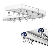 GLDYTVF Riel Doble de Aluminio para Cortinas, silencioso y Flexible, para techos y Paredes. Ideal para separadores de ambientes y ventanales. Conectores de Esquina de 90 Grados, 4 m (Blanco).