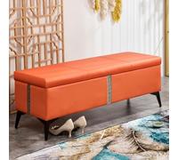 GLDYTVF Taburete Acolchado de Piel napa con Almacenamiento Oculto - Banco versátil para el pie de la Cama y Zapatero para el Pasillo/baño - Base de Acero al Carbono Resistente - Naranja 10