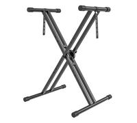 GLEAM Soporte para teclado. Robusta construcción doble X con correa de refuerzo, para pianos digitales de 54 a 88 teclas, mezcladores de DJ, tocadiscos, sintetizadores y teclados MIDI. Carga máxima